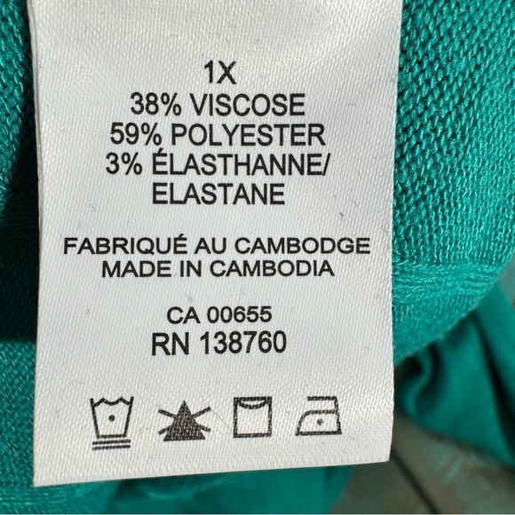 Pennington's Green Vneck Long Sleeve Lightweight Sweater Size 1x - Picture 9 of 9